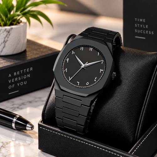 Men's Black Quartz Watch Lightweight Casual Wear