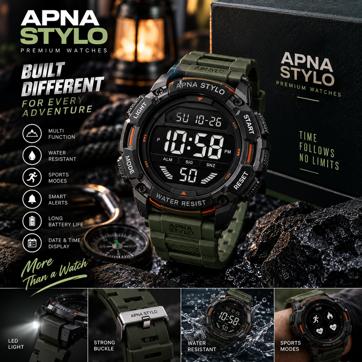 Rugged Outdoor Sports Digital Watch for Men