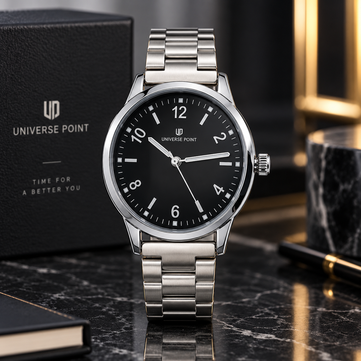Women's Stainless Steel Analogue Watch Black Dial